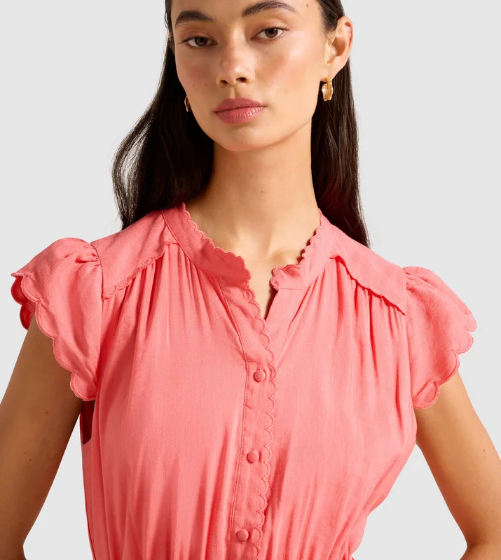forever new  SERAFINA Scallop Edge Midi Dress for Women | Best Price UAE